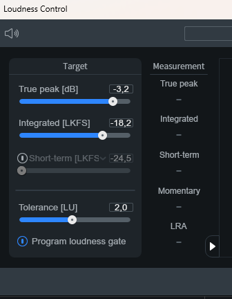 Настройки интегральной громкости и True Peak в iZotope RX