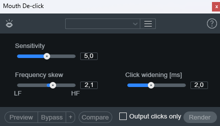 Настройки модуля iZotope RX Mouth De-click